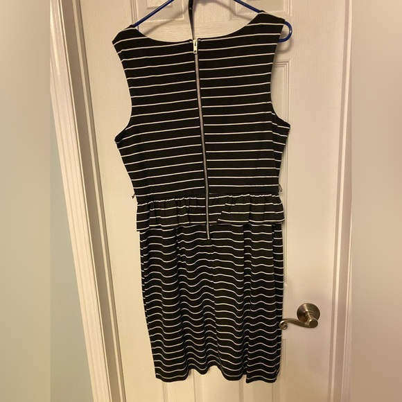 Maurice’s stretchy peplum black with white strip dress - Picture 2 of 3